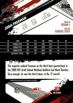 2009 Score - Glossy #358 Josh Freeman  Back