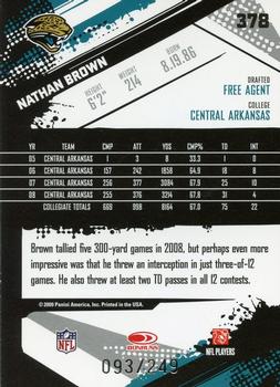 2009 Score - Gold Zone #378 Nathan Brown Back