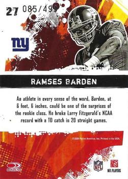2009 Score - Hot Rookies Scorecard #27 Ramses Barden Back