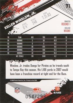 2009 Score - Scorecard #71 Kellen Winslow, Jr. Back