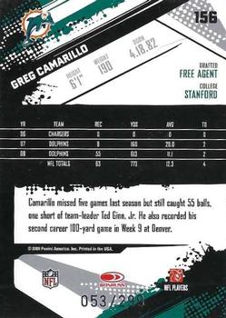 2009 Score - Scorecard #156 Greg Camarillo  Back