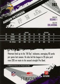 2009 Score - Scorecard #161 Adrian Peterson  Back