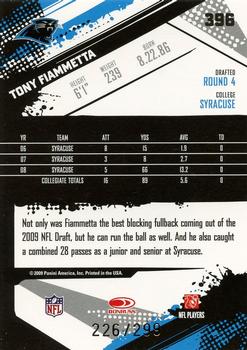 2009 Score - Scorecard #396 Tony Fiammetta  Back