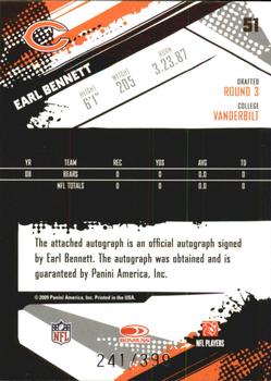 2009 Score Inscriptions - Autographs #51 Earl Bennett Back