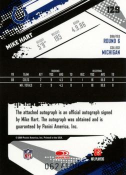 2009 Score Inscriptions - Autographs #129 Mike Hart Back