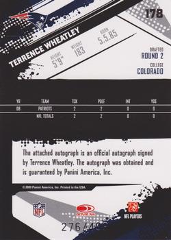 2009 Score Inscriptions - Autographs #178 Terrence Wheatley Back