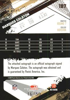 2009 Score Inscriptions - Autographs #187 Marques Colston Back