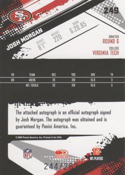 2009 Score Inscriptions - Autographs #249 Josh Morgan Back