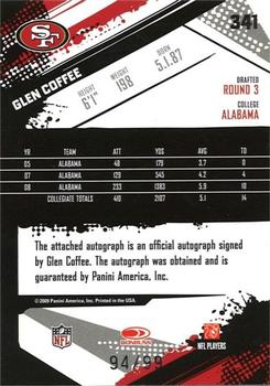 2009 Score Inscriptions - Autographs #341 Glen Coffee Back
