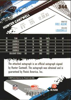 2009 Score Inscriptions - Autographs #344 Hunter Cantwell Back