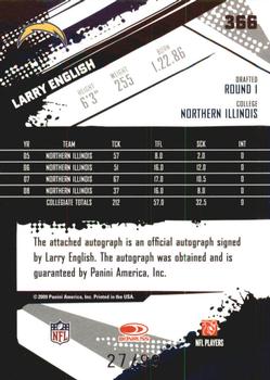 2009 Score Inscriptions - Autographs #366 Larry English Back