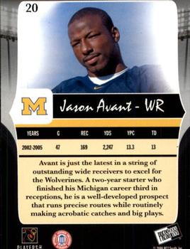 2006 Press Pass Legends #20 Jason Avant Back