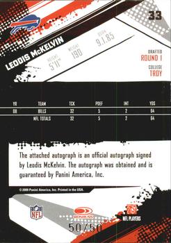 2009 Score Inscriptions - Autographs Gold Zone #33 Leodis McKelvin Back
