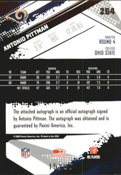 2009 Score Inscriptions - Autographs Gold Zone #264 Antonio Pittman Back