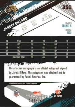 2009 Score Inscriptions - Autographs Gold Zone #350 Jarett Dillard Back