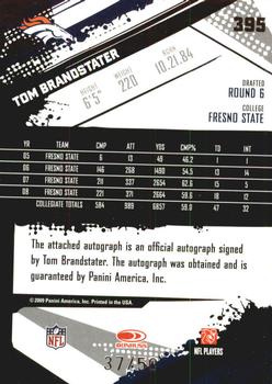 2009 Score Inscriptions - Autographs Gold Zone #395 Tom Brandstater Back