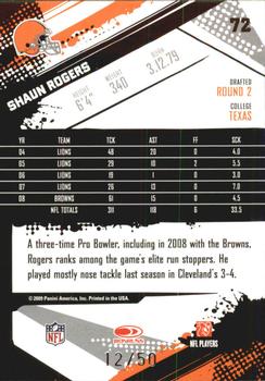 2009 Score Inscriptions - Gold Zone #72 Shaun Rogers Back