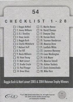 2006 SAGE HIT #54 Reggie Bush / Matt Leinart Back