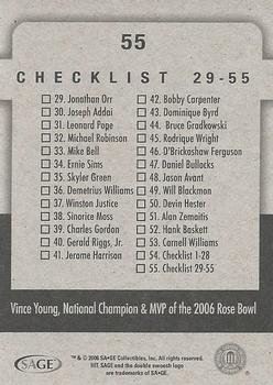 2006 SAGE HIT #55 Vince Young Back