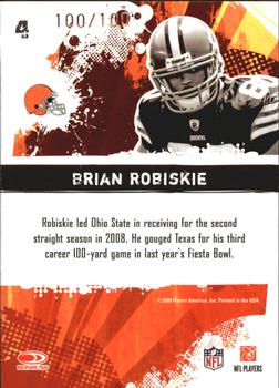 2009 Score Inscriptions - Hot Rookies Scorecard #4 Brian Robiskie Back