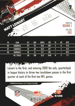 2009 Score Inscriptions - Scorecard #7 Matt Leinart Back