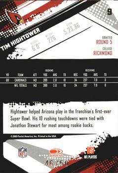2009 Score Inscriptions - Scorecard #9 Tim Hightower Back