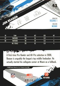 2009 Score Inscriptions - Scorecard #43 Jon Beason Back