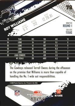 2009 Score Inscriptions - Scorecard #79 Roy Williams Back