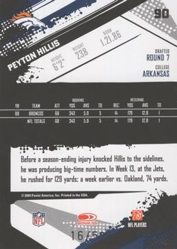 2009 Score Inscriptions - Scorecard #90 Peyton Hillis Back