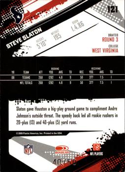 2009 Score Inscriptions - Scorecard #121 Steve Slaton Back