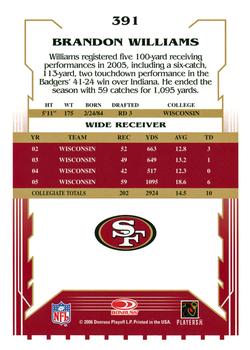 2006 Score #391 Brandon Williams Back