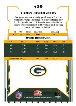 2006 Score #439 Cory Rodgers Back