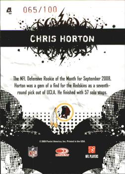 2009 Score Inscriptions - Young Stars Scorecard #4 Chris Horton Back