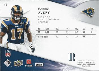 2009 SP #12 Donnie Avery Back