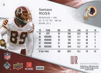2009 SP #3 Santana Moss Back