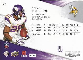 2009 SP #47 Adrian Peterson Back