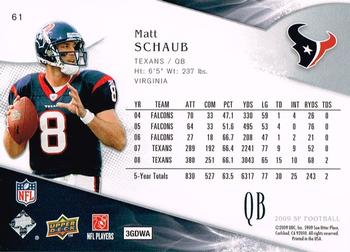 2009 SP #61 Matt Schaub Back