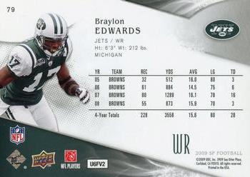 2009 SP #79 Braylon Edwards Back