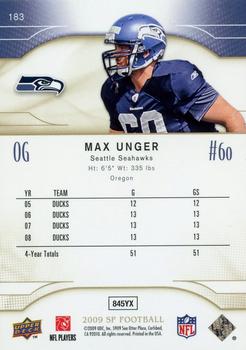 2009 SP #183 Max Unger Back