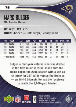 2006 SP Authentic #79 Marc Bulger Back