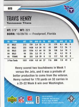 2006 SP Authentic #85 Travis Henry Back