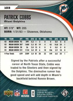 2006 SP Authentic #103 Patrick Cobbs Back