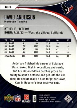 2006 SP Authentic #138 David Anderson Back