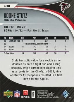 2006 SP Authentic #140 Boone Stutz Back