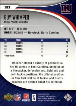 2006 SP Authentic #152 Guy Whimper Back