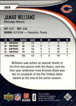 2006 SP Authentic #153 Jamar Williams Back