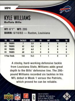 2006 SP Authentic #164 Kyle Williams Back