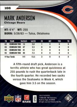 2006 SP Authentic #166 Mark Anderson Back