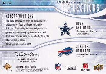 2009 SP Signature - Reflections Dual Autographs #R-FB Keon Lattimore / Justise Hairston Back