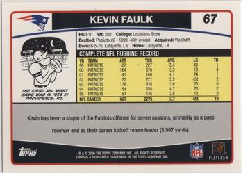 2006 Topps #67 Kevin Faulk Back